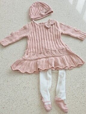 Cynthia Rowley Dusty Pink Knit Baby Dress Set